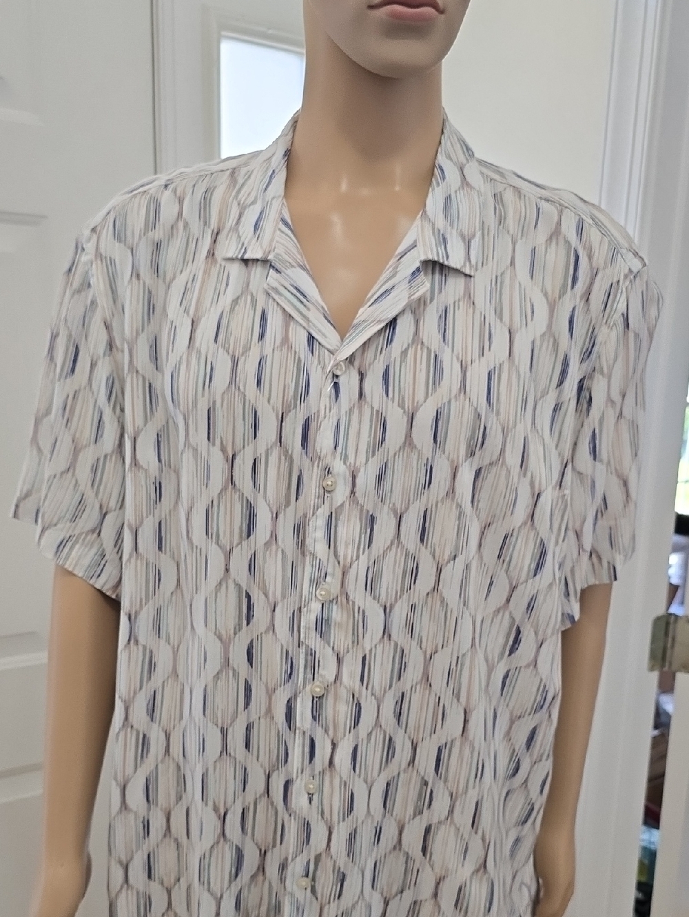 J.FERRAR MEN'S BIG & TALL WHITE SHORT SLEEVES SUMMER FRONT BUTTON SHIRT XXL SLIM